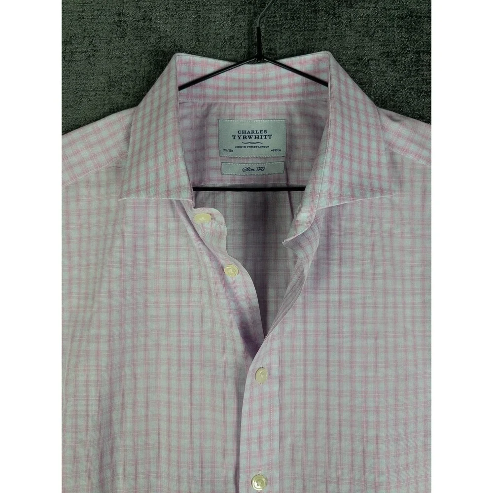 Charles Tyrwhitt Slim Fit‎ Shirt Mens 17.5/35 Gingham Casual Button Up